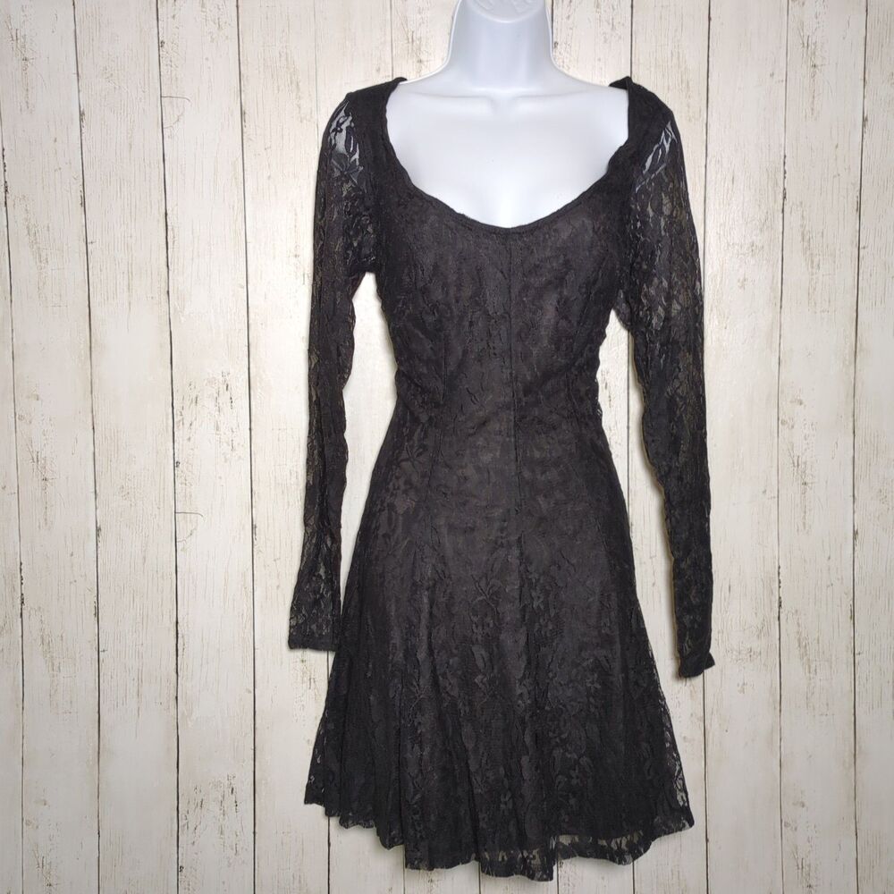 NWT Black Lace Dress Size 00 Party Cocktail Romantic Fairy Grunge Whimsigoth